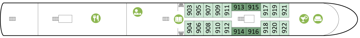 Deckplan Flusskreuzfahrtschiff MS Florentina Oberdeck
