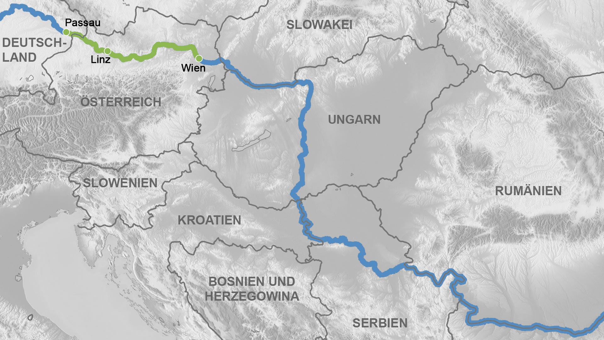 Reiseverlauf Karte Winterzauber auf der Donau