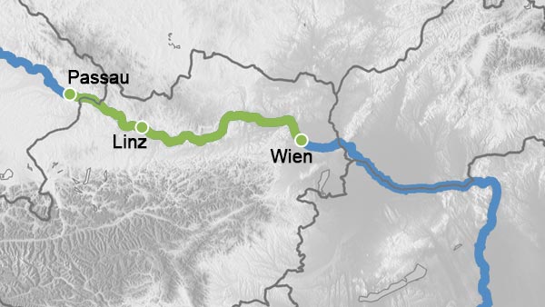 Reiseverlauf Karte Winterzauber auf der Donau