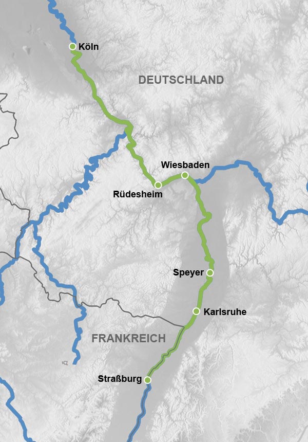 Reiseverlauf Karte Faszination Rhein