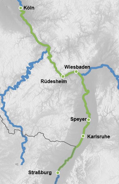 Reiseverlauf Karte Faszination Rhein
