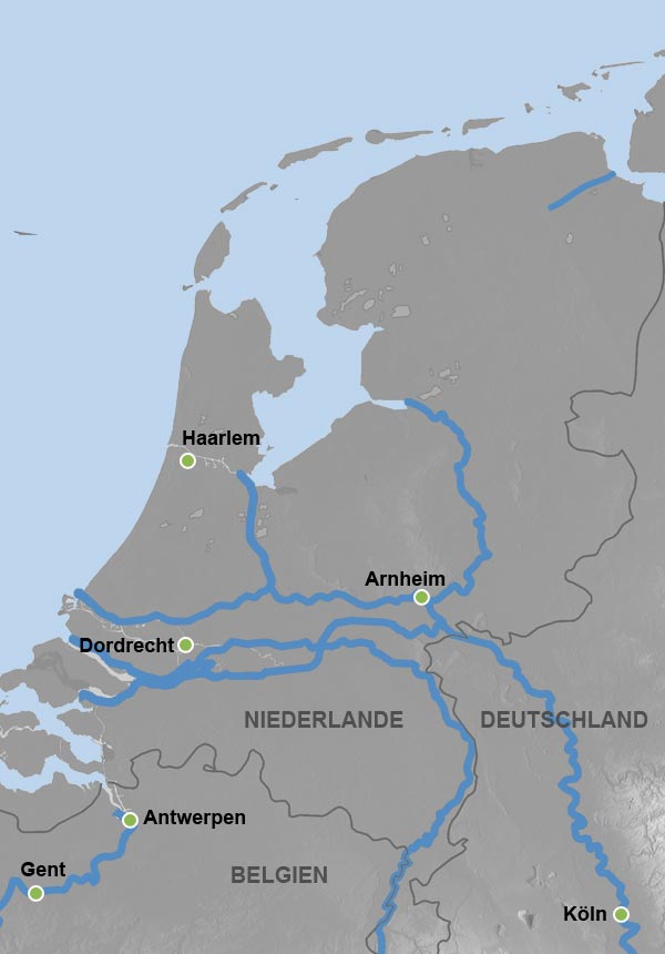 Reiseverlauf Karte Holland und Belgien