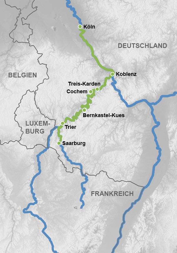 Reiseverlauf Karte Flussreise zur Saarschleife